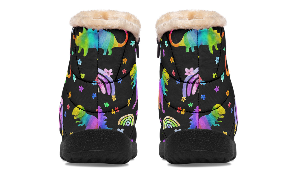 Rainbow Dinos Faux Fur Ankle Boots