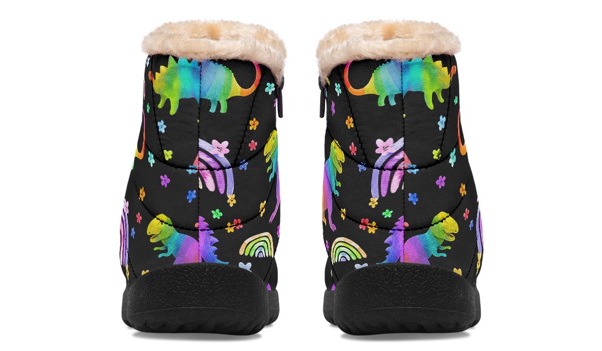 Rainbow Dinos Faux Fur Ankle Boots