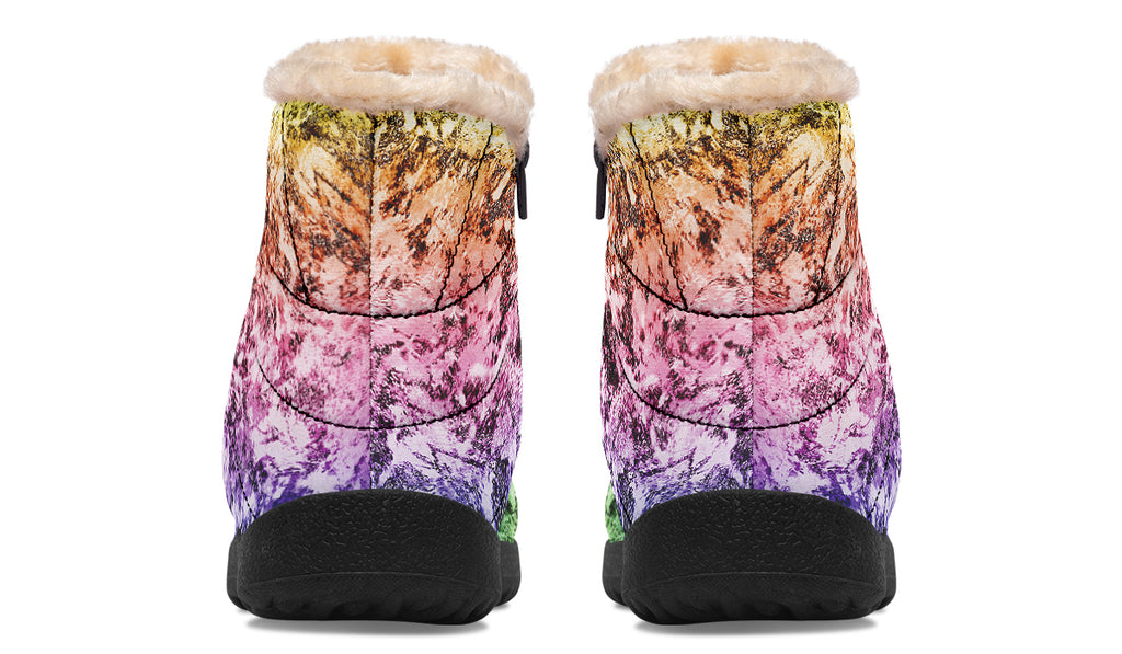 Rainbow Grunge Faux Fur Ankle Boots