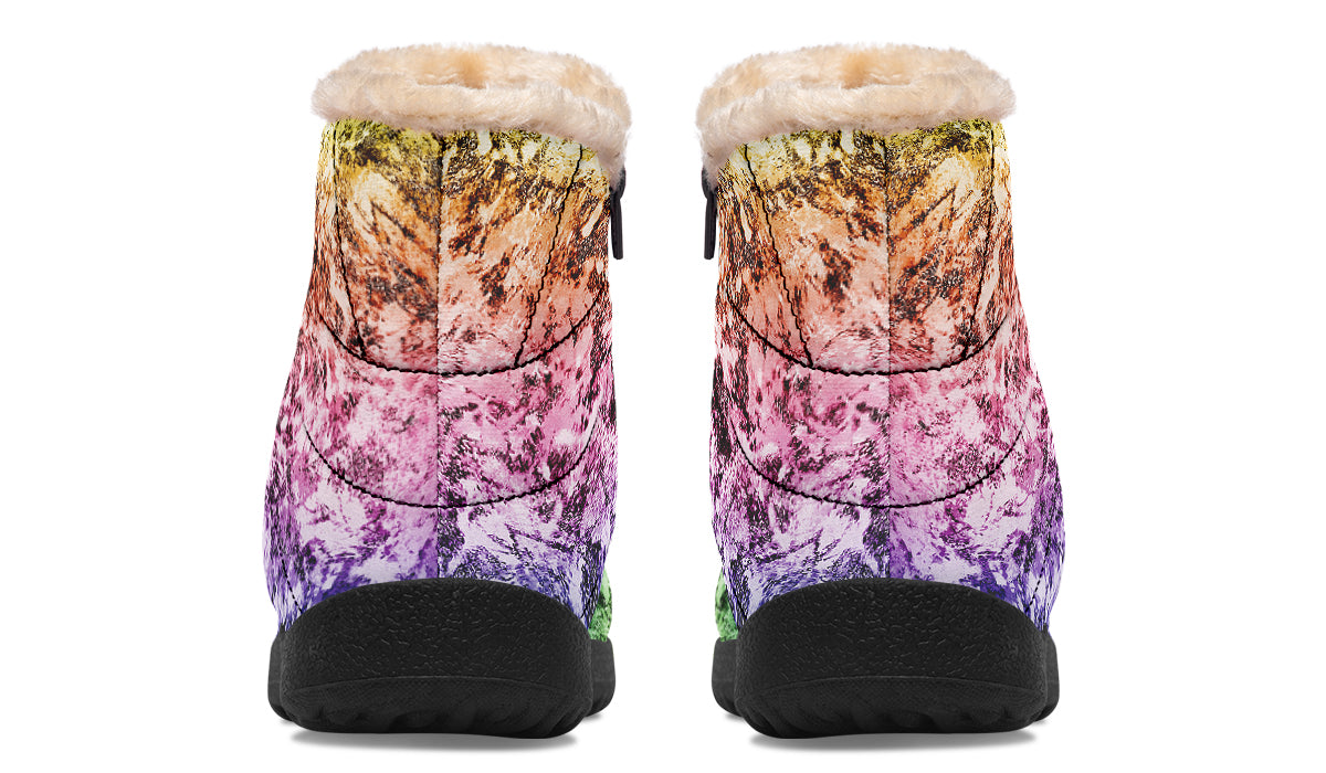 Rainbow Grunge Faux Fur Ankle Boots