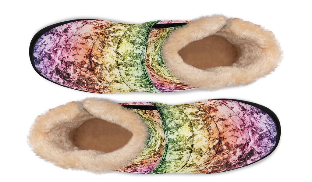 Rainbow Grunge Faux Fur Ankle Boots