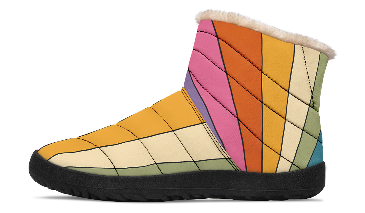 Retro Rainbow Faux Fur Ankle Boots