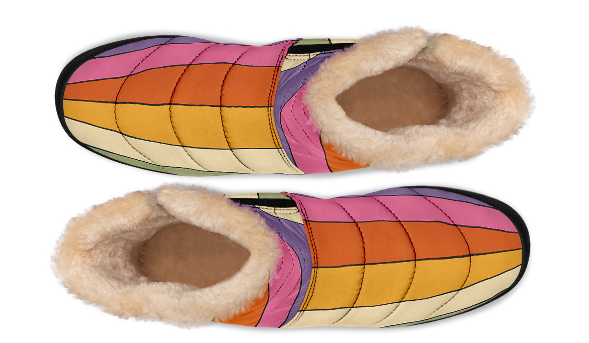 Retro Rainbow Faux Fur Ankle Boots