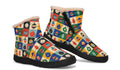 Retro Xmas Baubles Faux Fur Ankle Boots