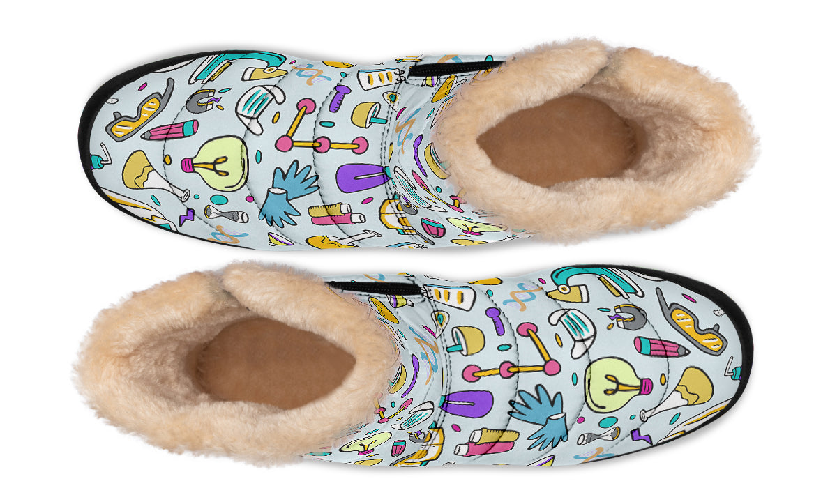 STEM Blue Faux Fur Ankle Boots