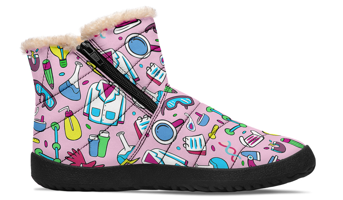 STEM Pink Faux Fur Ankle Boots