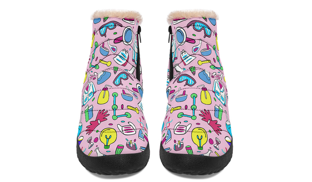 STEM Pink Faux Fur Ankle Boots