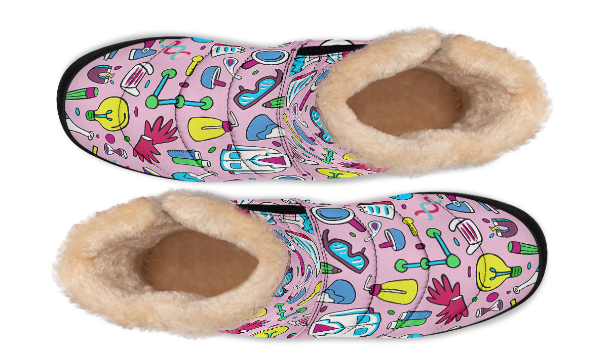 STEM Pink Faux Fur Ankle Boots