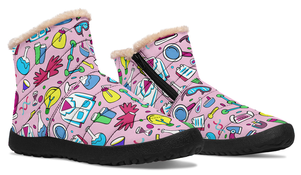 STEM Pink Faux Fur Ankle Boots