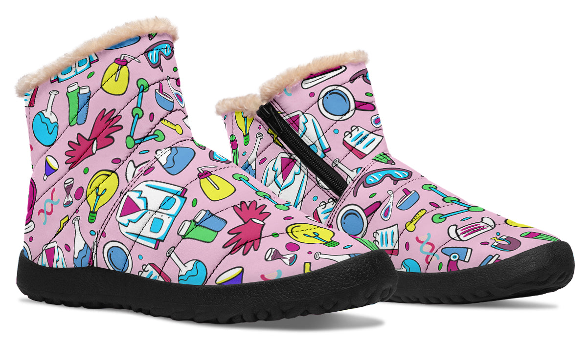 STEM Pink Faux Fur Ankle Boots