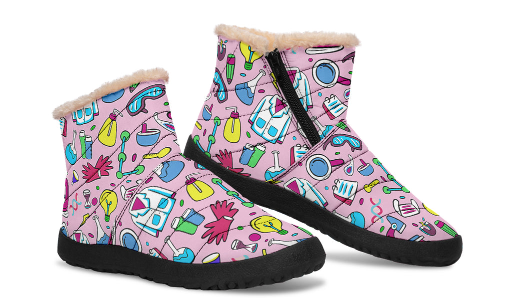 STEM Pink Faux Fur Ankle Boots