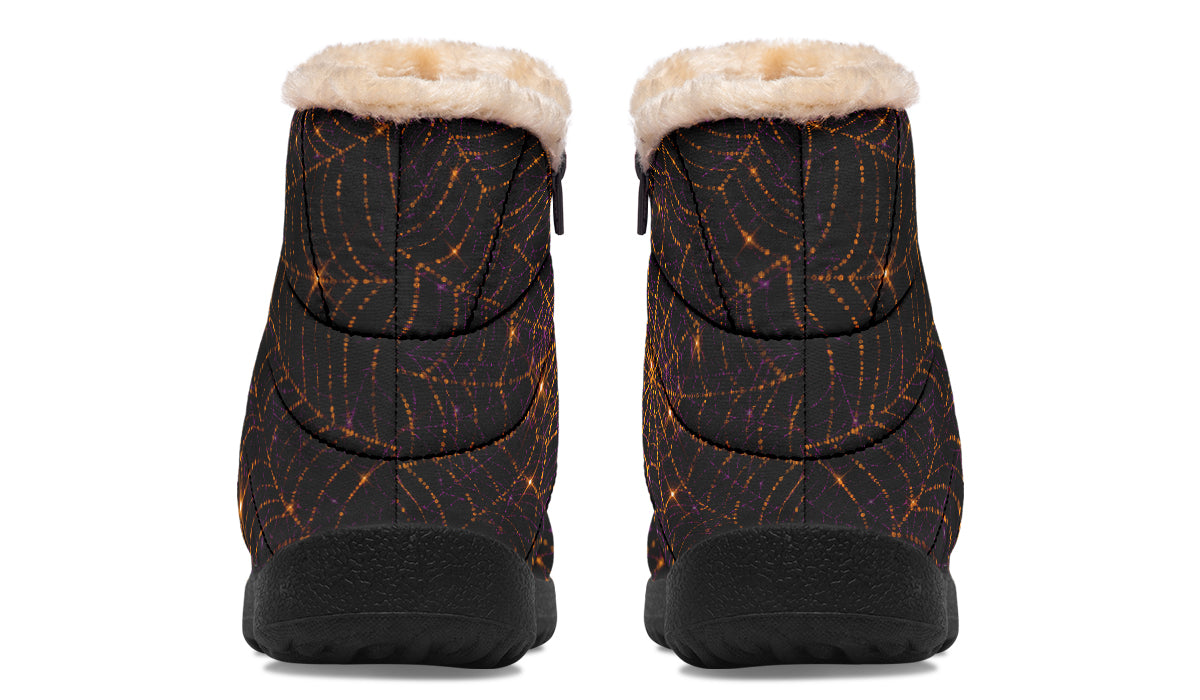 Spiderweb Faux Fur Ankle Boots