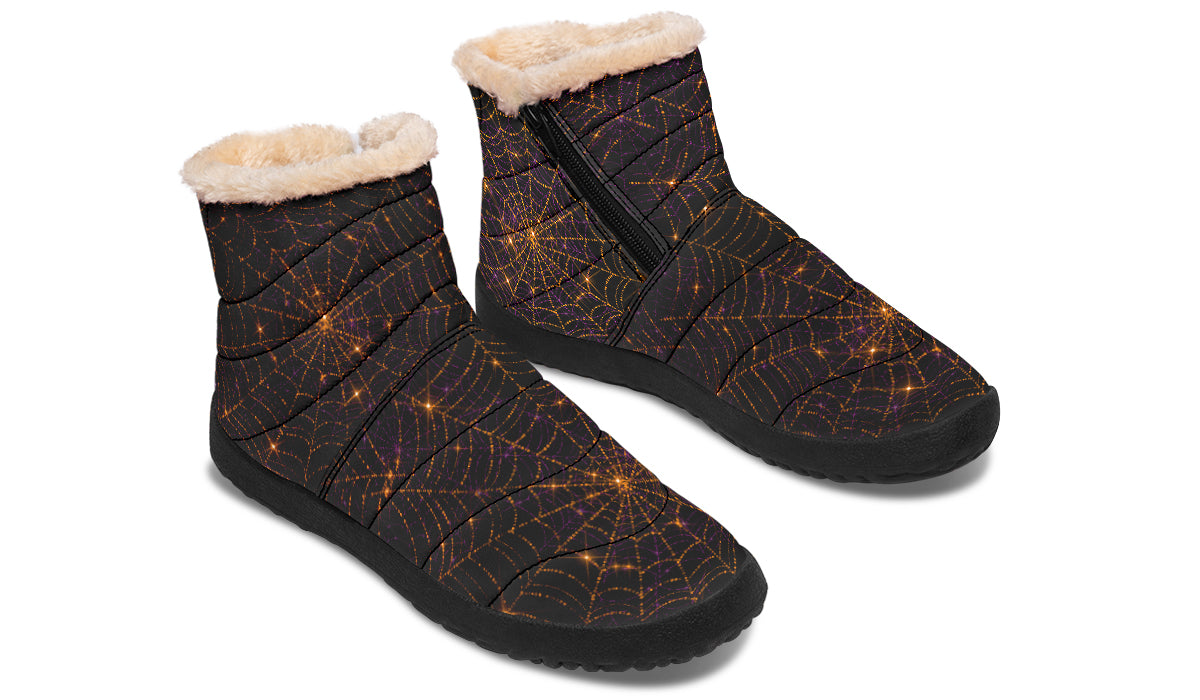 Spiderweb Faux Fur Ankle Boots