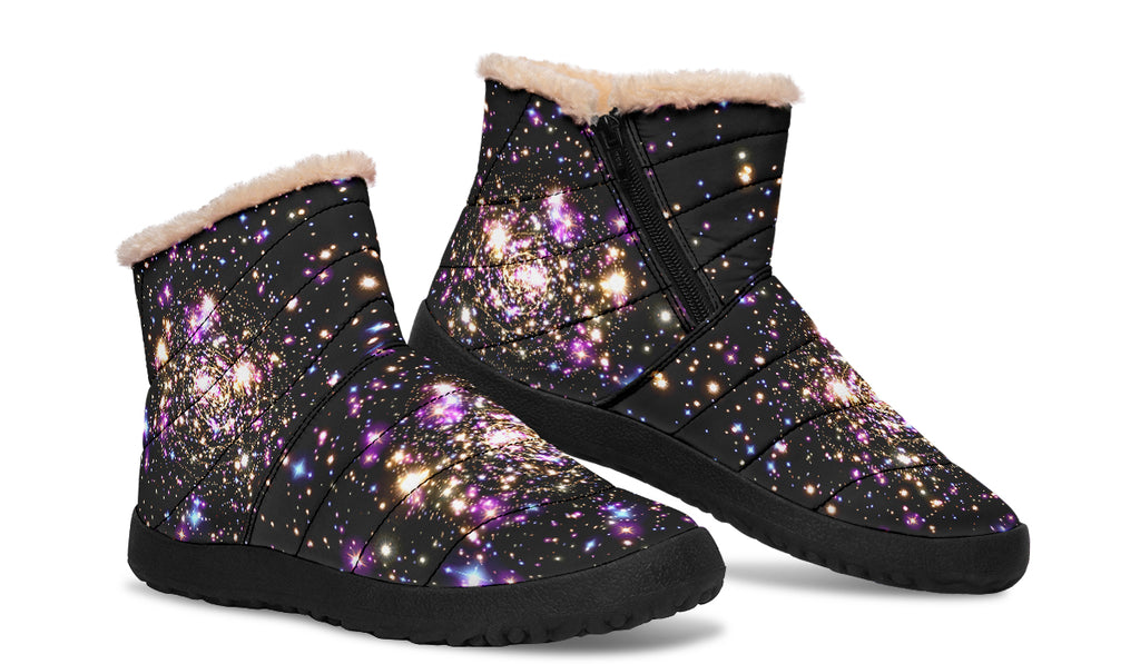 Starlight Faux Fur Ankle Boots Black Sole Offbeat Sweetie
