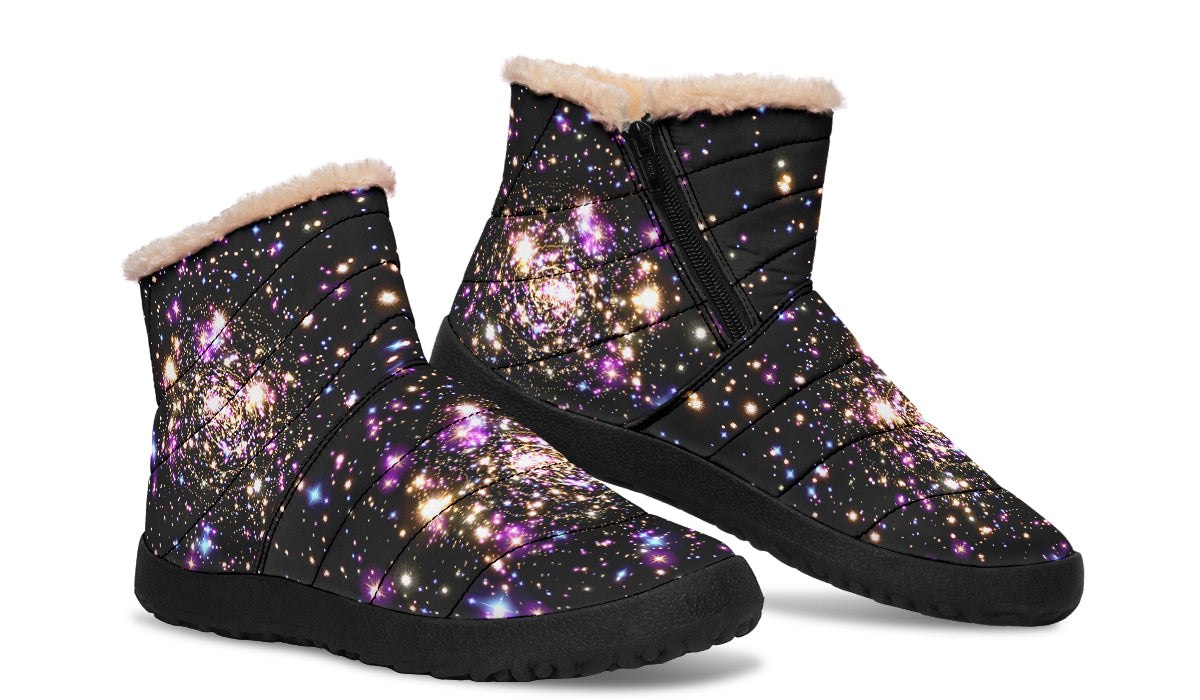 Starlight Faux Fur Ankle Boots Black Sole Offbeat Sweetie