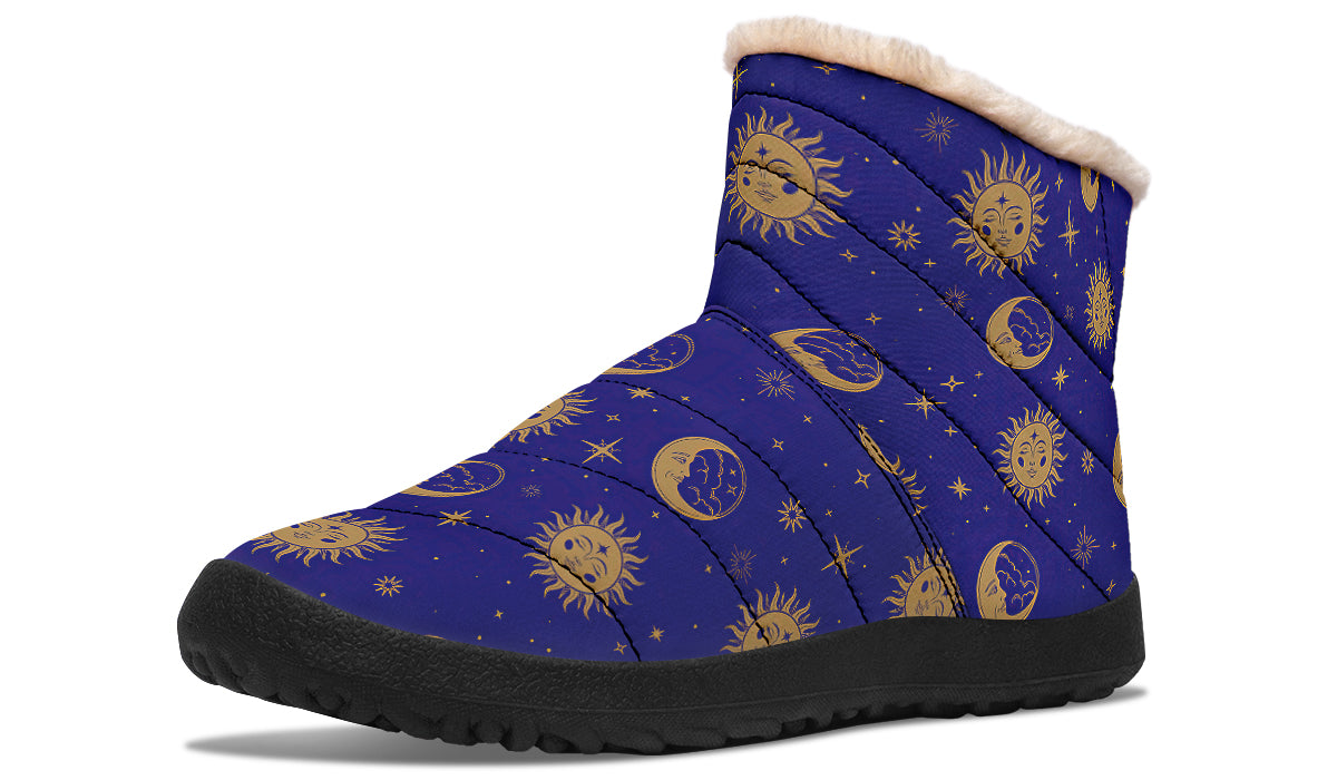 Sun Moon And Stars Faux Fur Ankle Boots