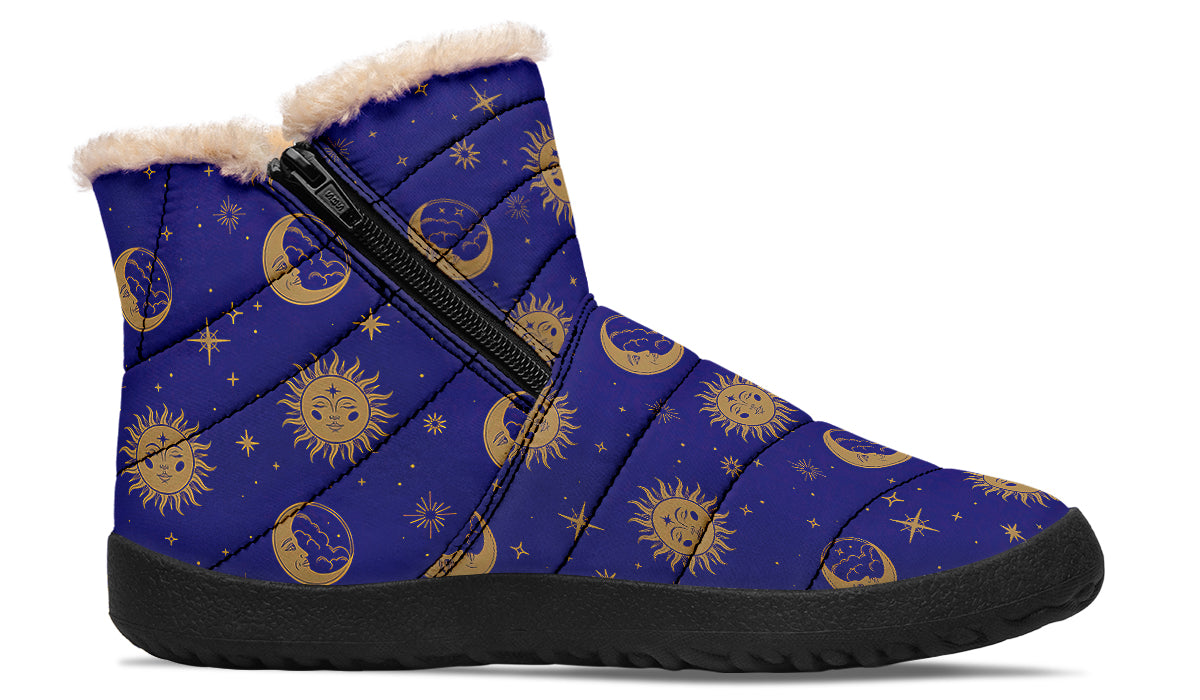 Sun Moon And Stars Faux Fur Ankle Boots