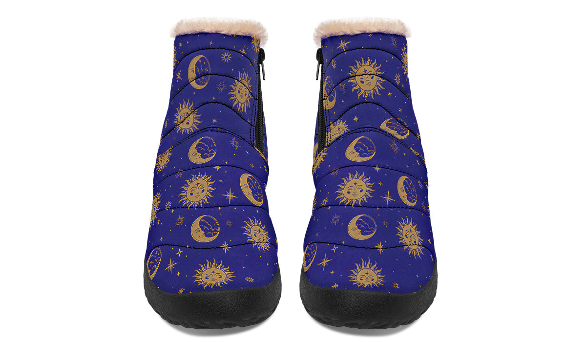 Sun Moon And Stars Faux Fur Ankle Boots