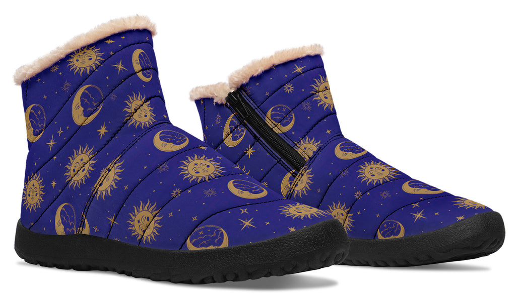 Sun Moon And Stars Faux Fur Ankle Boots