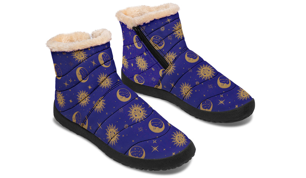 Sun Moon And Stars Faux Fur Ankle Boots