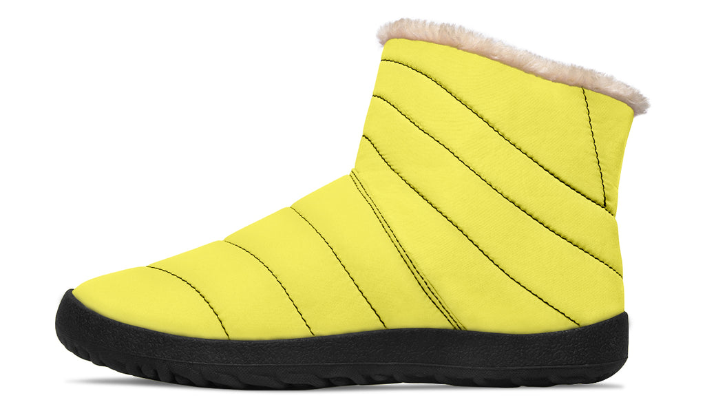 Sunny Yellow Faux Fur Ankle Boots