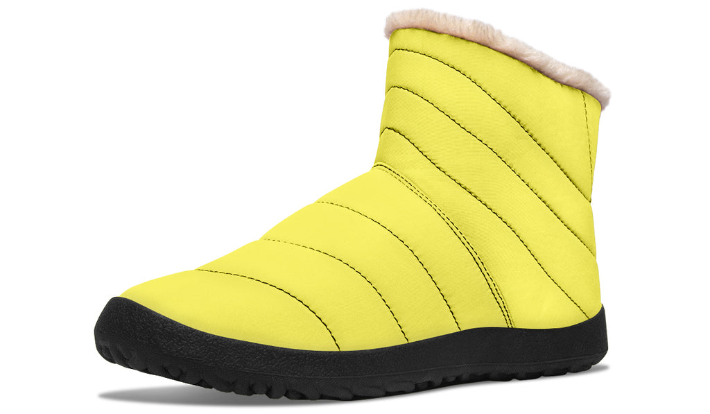 Sunny Yellow Faux Fur Ankle Boots