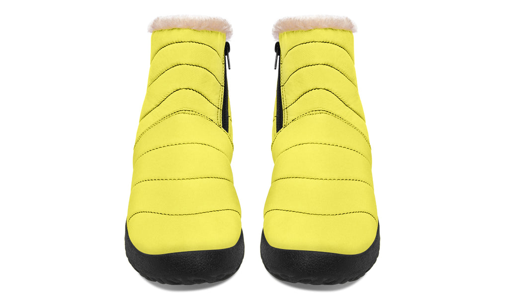 Sunny Yellow Faux Fur Ankle Boots