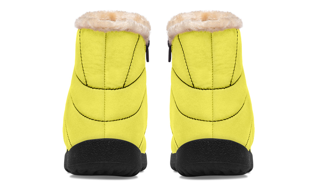 Sunny Yellow Faux Fur Ankle Boots