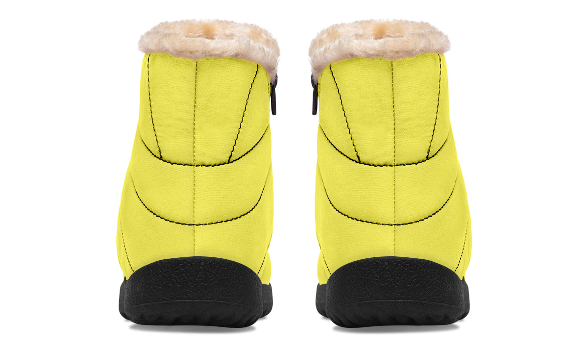 Sunny Yellow Faux Fur Ankle Boots