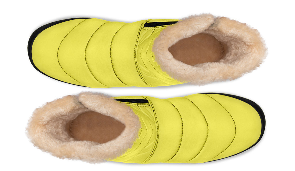 Sunny Yellow Faux Fur Ankle Boots