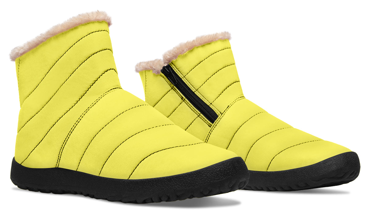 Sunny Yellow Faux Fur Ankle Boots