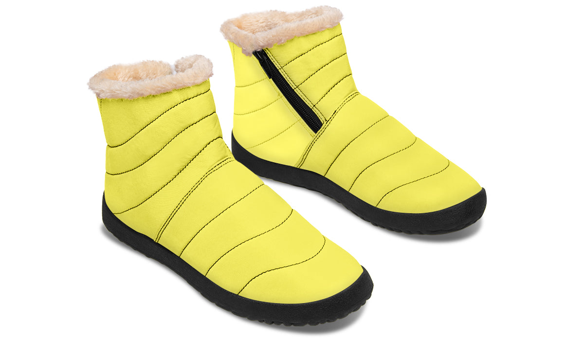 Sunny Yellow Faux Fur Ankle Boots