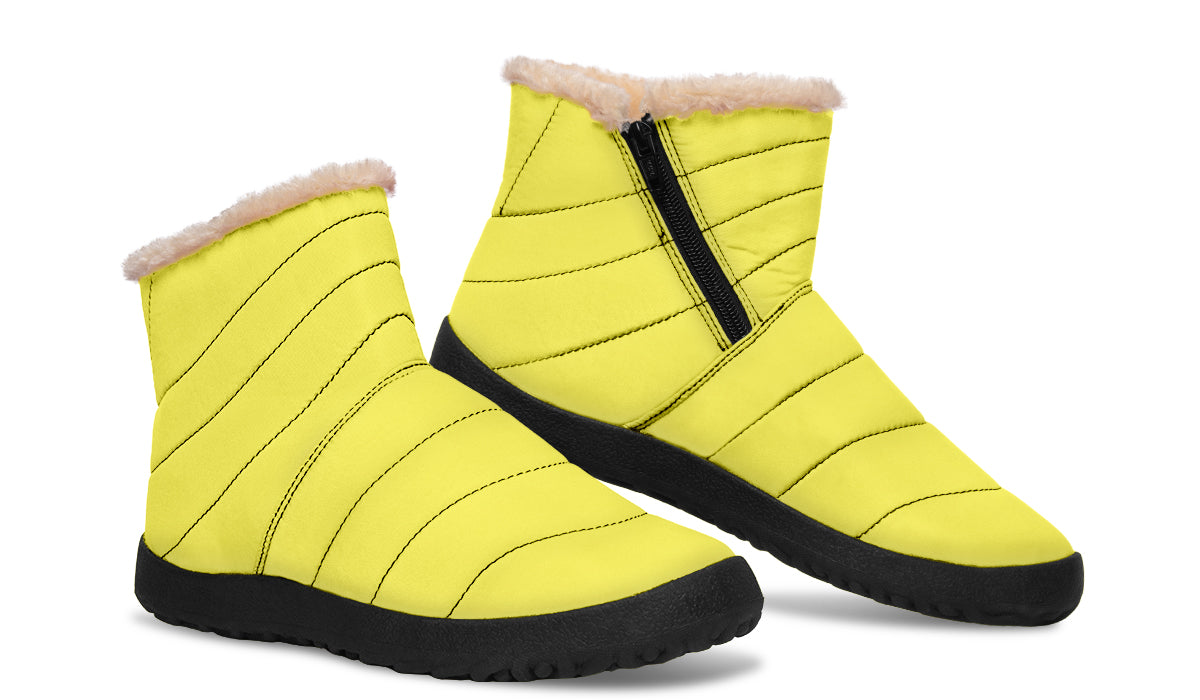 Sunny Yellow Faux Fur Ankle Boots