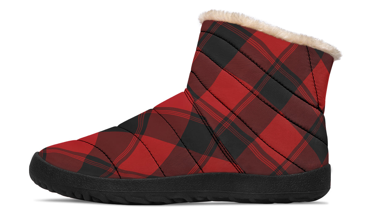 Toffee Apple Plaid Faux Fur Ankle Boots