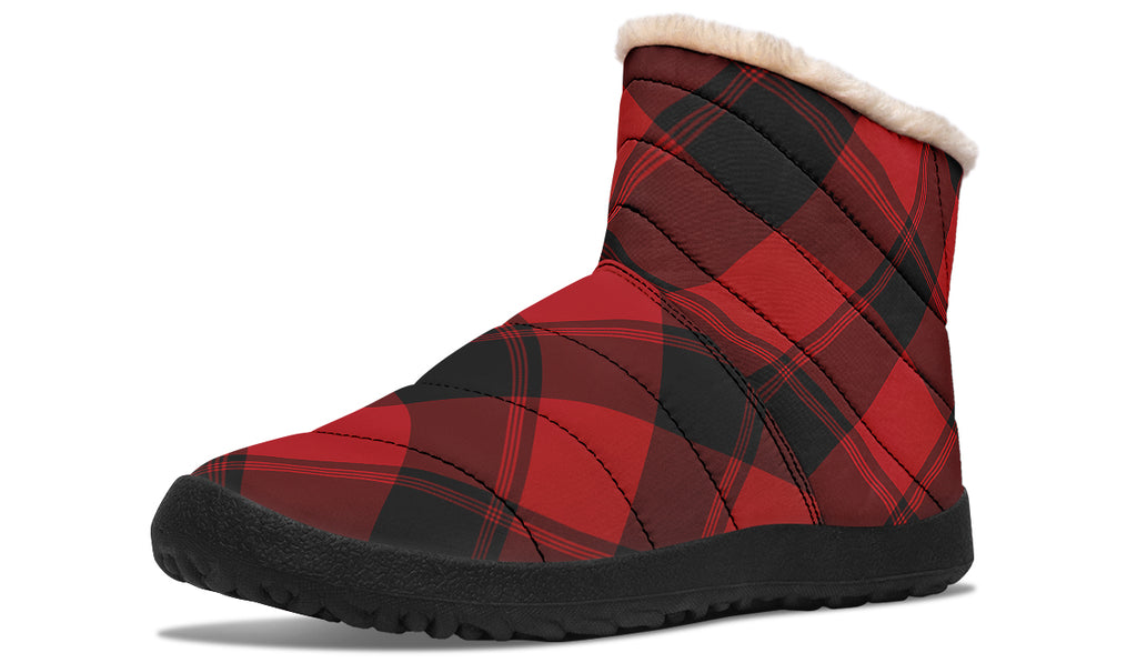 Toffee Apple Plaid Faux Fur Ankle Boots
