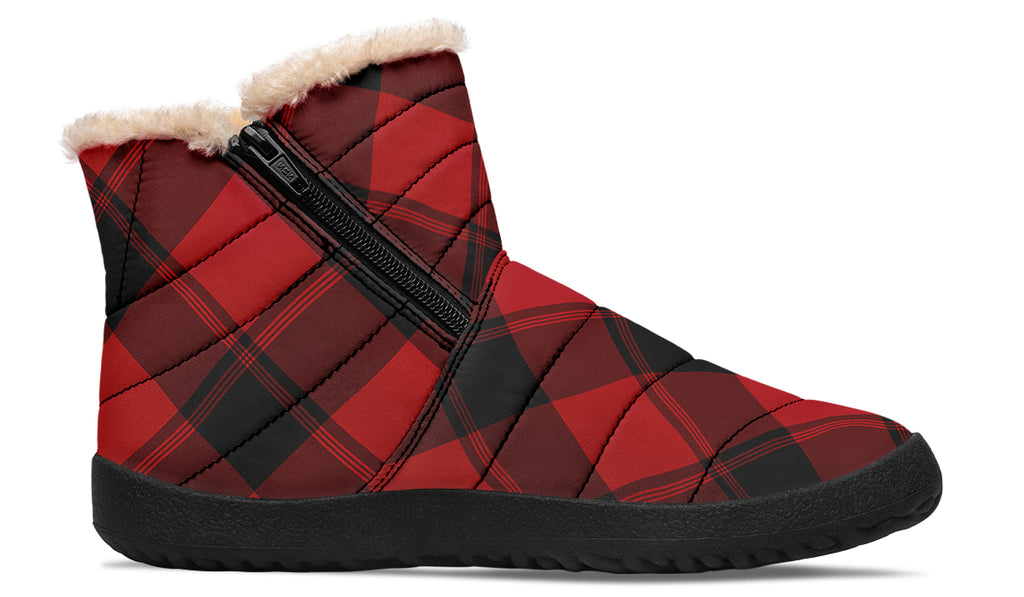 Toffee Apple Plaid Faux Fur Ankle Boots