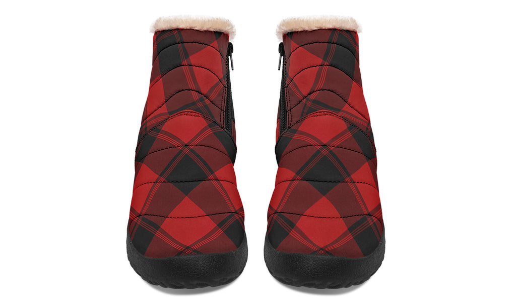 Toffee Apple Plaid Faux Fur Ankle Boots