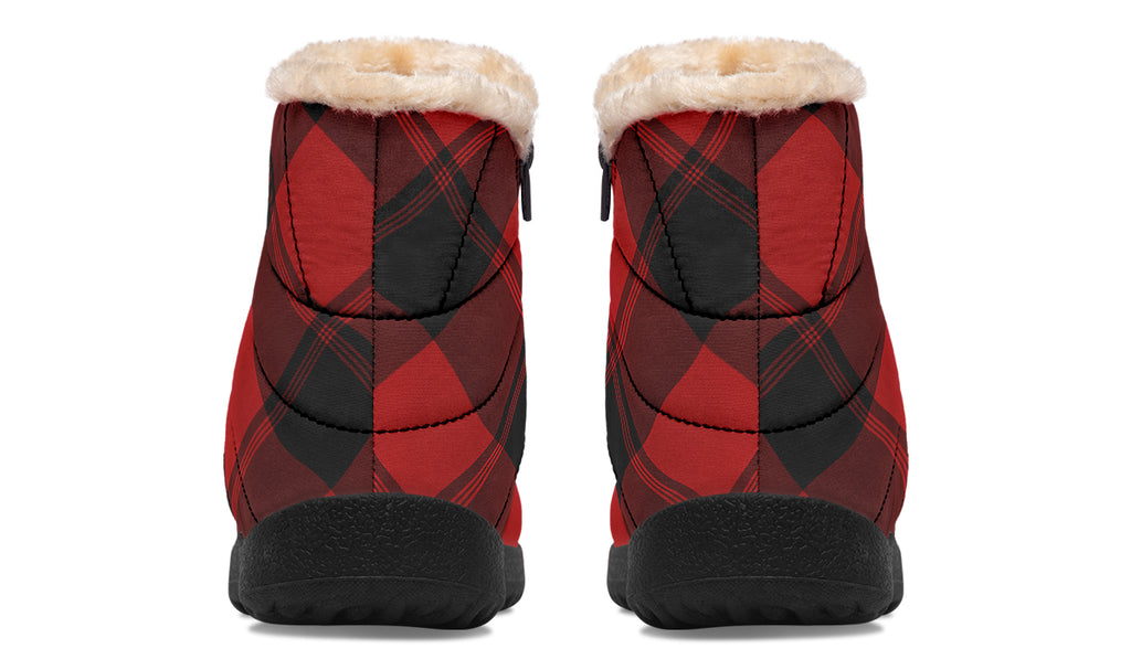 Toffee Apple Plaid Faux Fur Ankle Boots