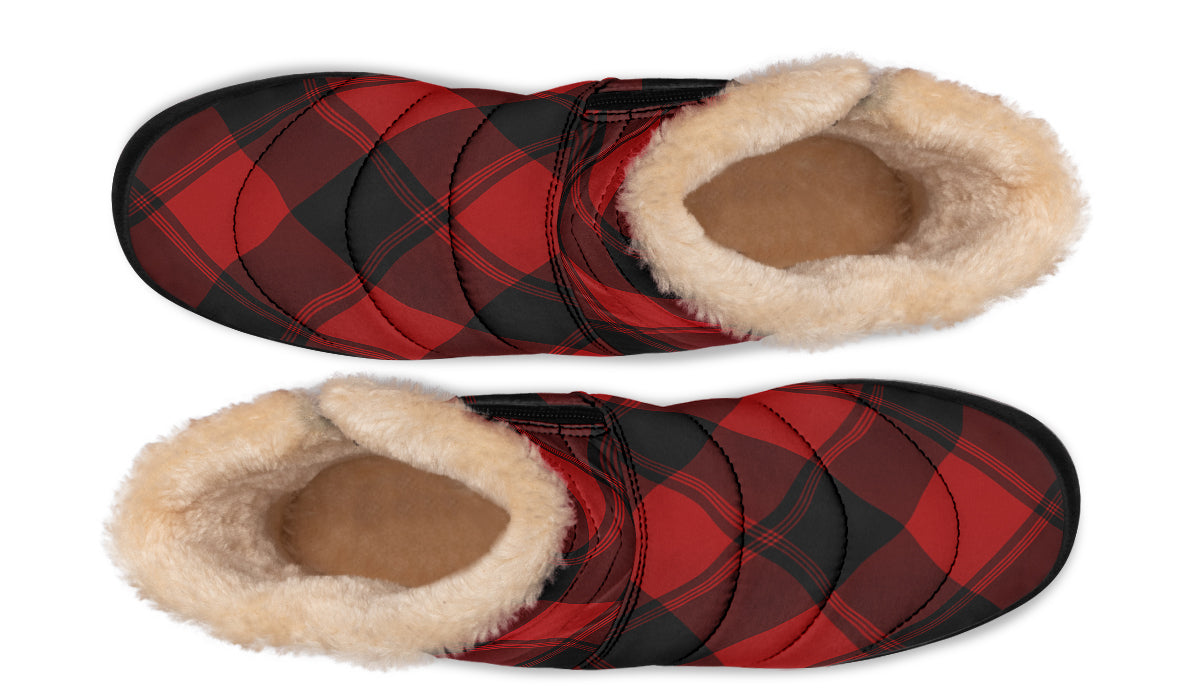 Toffee Apple Plaid Faux Fur Ankle Boots