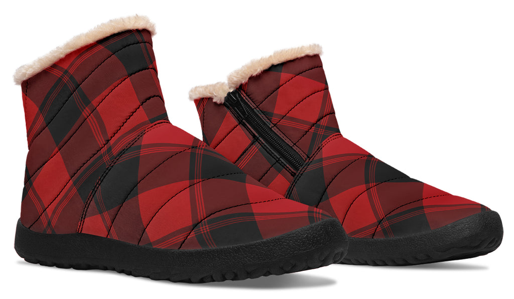 Toffee Apple Plaid Faux Fur Ankle Boots