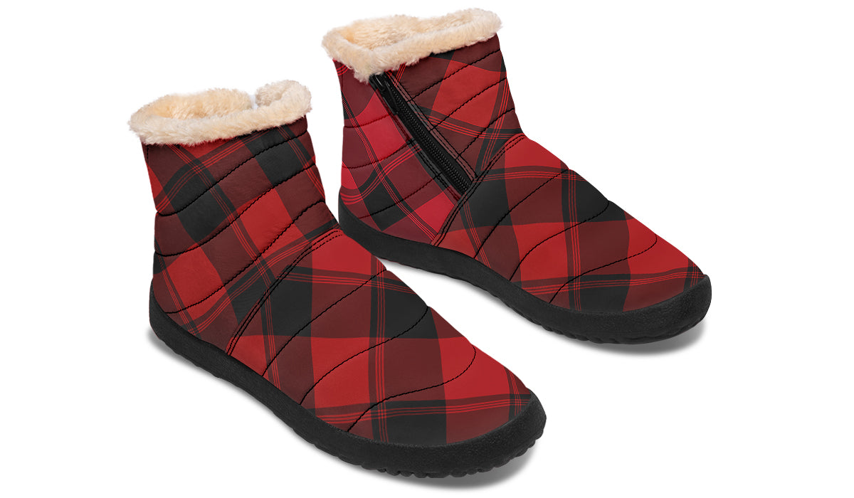 Toffee Apple Plaid Faux Fur Ankle Boots