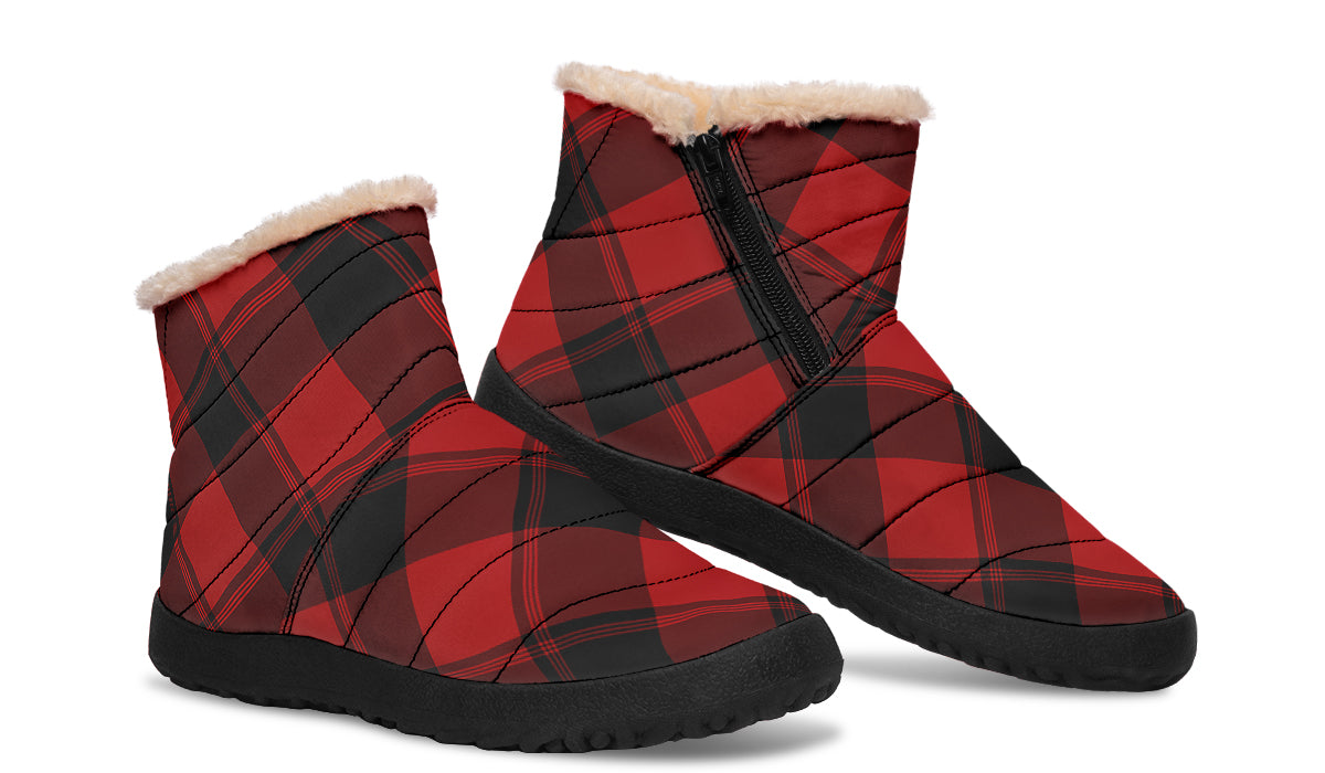 Toffee Apple Plaid Faux Fur Ankle Boots