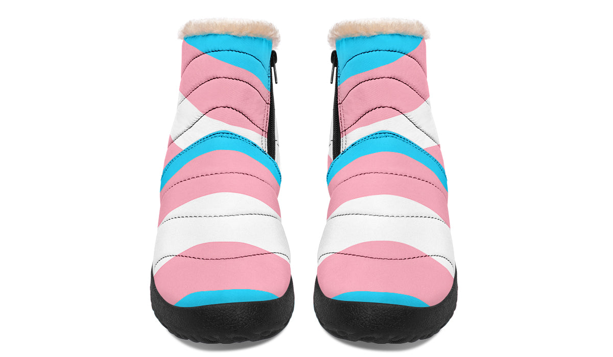Trans Flag Faux Fur Ankle Boots