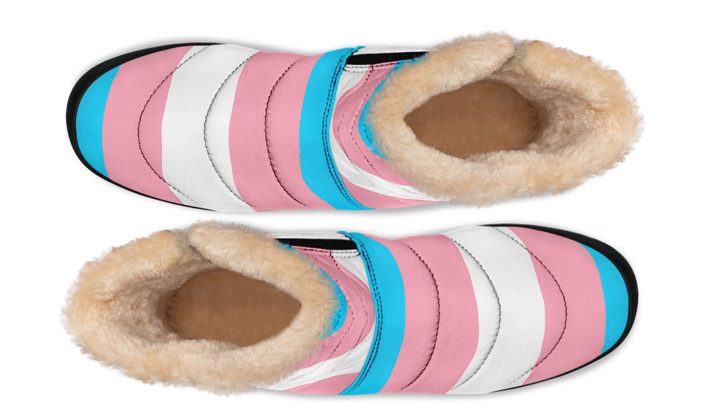 Trans Flag Faux Fur Ankle Boots