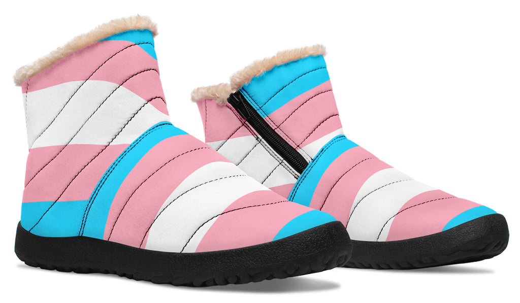 Trans Flag Faux Fur Ankle Boots