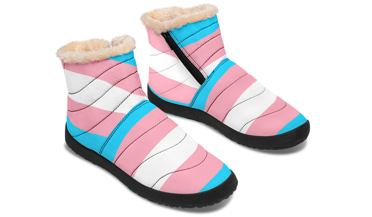 Trans Flag Faux Fur Ankle Boots