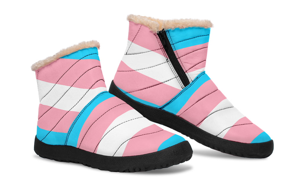 Trans Flag Faux Fur Ankle Boots