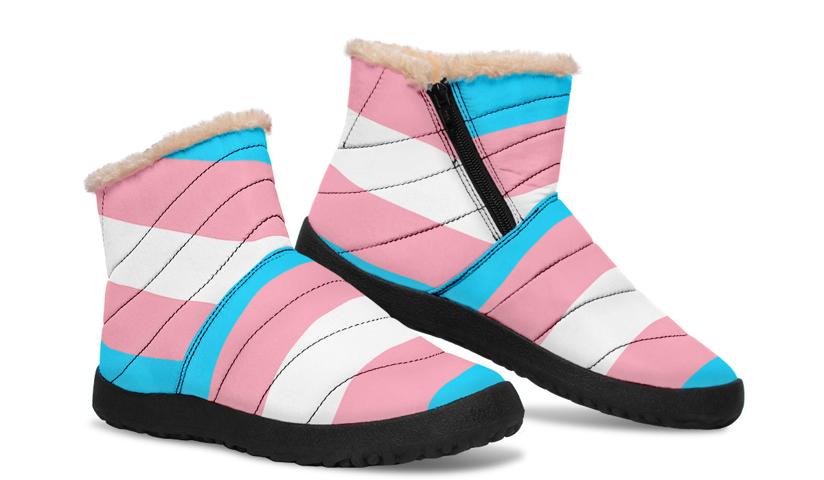 Trans Flag Faux Fur Ankle Boots