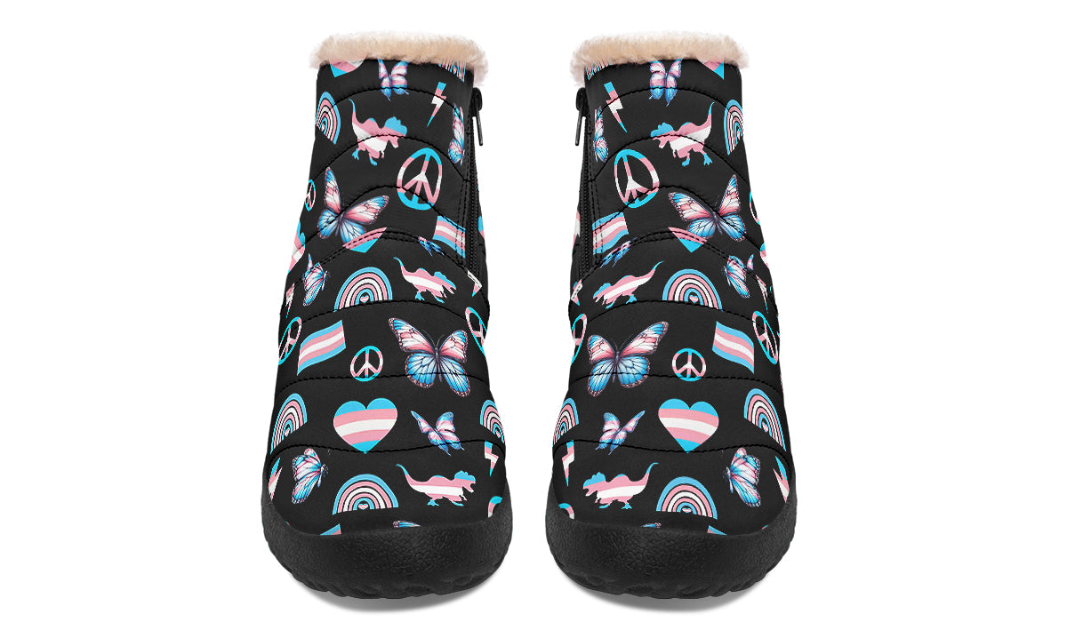 Trans Love Faux Fur Ankle Boots