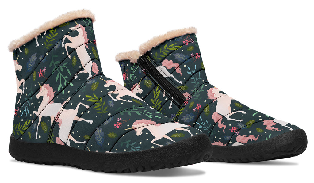 Unicorn Garden Faux Fur Ankle Boots